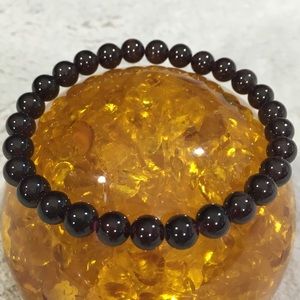Garnet Bracelet - Round polished beads on elastic